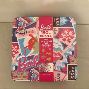Mattel Barbie 150 Pc Puzzle Skiing Cookies Inside Collectible Tin